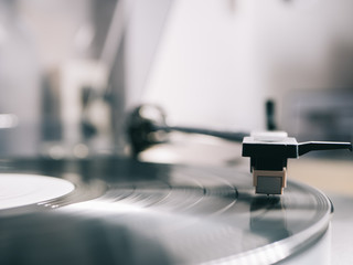 Turntable needle on a vinyl record