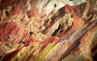 China. Zhangye Danxia geological park, China. Situated in a canyon with beautiful rock formations, sand stone, geological layers of stone and stunning views. Zhangye, Gansu province, China. 