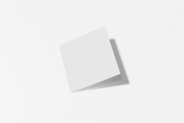 Mockup square booklet, brochure, invitation isolated on a white background with hard cover and realistic shadow. 3D rendering.