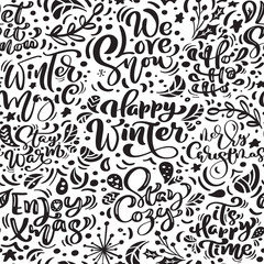 Seamless pattern for Christmas with flourish vector xmas elements of calligraphy. Beautiful background for a luxurious gift wrapping paper, t-shirts, greeting cards