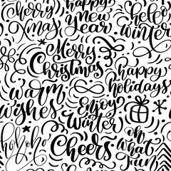 Seamless pattern for Christmas with flourish vector xmas elements of calligraphy. Beautiful background for a luxurious gift wrapping paper, t-shirts, greeting cards