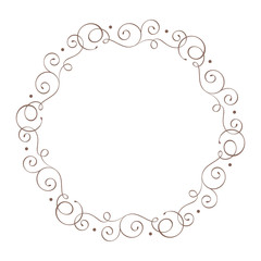 Round vintage calligraphic vector wedding frame wreath with place for text. Isolated flourish element for design. Perfect for holidays, Thanksgiving Day, Valentines Day, greeting card