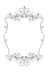 Decorative frame with old filigree swirls for menu book or greeting card. Vector ornamental elegant floral vintage borders. Wedding illustration