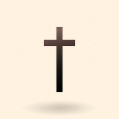 Vector Black Silhouette of Cross. Religion Icon. Christian Symbol.