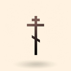 Vector Black Silhouette of Ortodox Cross. Religion Icon. Christian Symbol.