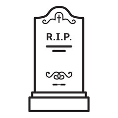 Tomb Icon. Vector Black Outline Illustration of Headstone