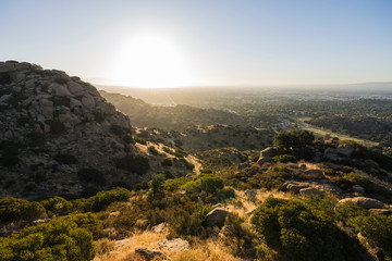 Sunny morning mountain view of the San Fernando Valley in Los Angeles, California.  Shot from Santa Susana Pass State Historic Park between Chatsworth and Simi Valley.  