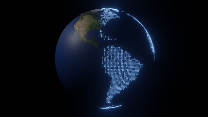 Earth map isn transforming to binary map, 3D rendering