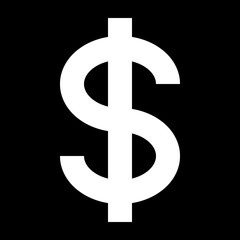 Dollar currency sign symbol - white simple, isolated - vector