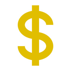 Dollar currency sign symbol - golden simple, isolated - vector