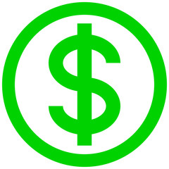 Dollar currency sign symbol - green simple inside of circle, isolated - vector