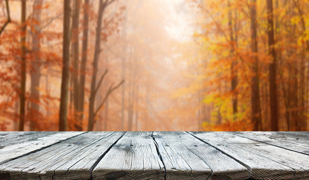 Empty old wooden table background