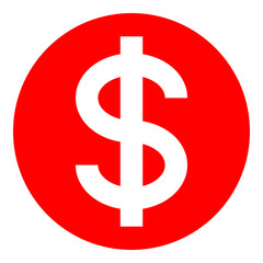 Obraz premium Dollar currency sign symbol - red simple inside of circle, isolated - vector
