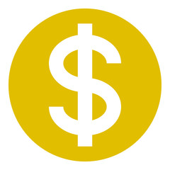 Dollar currency sign symbol - golden simple inside of circle, isolated - vector