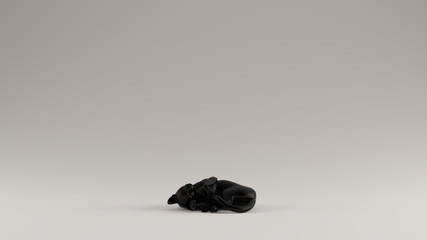 Black Cat Curled Up Pose 3d 