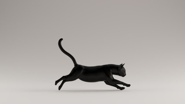 Black Cat Running Pose 3d 