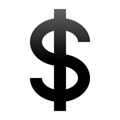 Dollar currency sign symbol - black simple gradient, isolated - vector