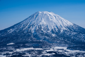 Fototapeta na wymiar Close up Yotei Snow Mountain or little fuji in Niseko Hokkaido Japan