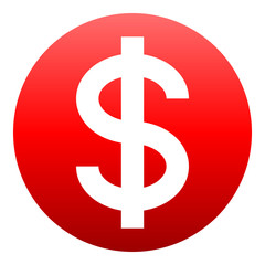 Dollar currency sign symbol - red simple inside of circle gradient, isolated - vector