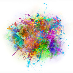 abstract magic colorful background with flowers