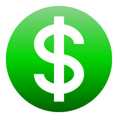 Dollar currency sign symbol - green simple inside of circle gradient, isolated - vector