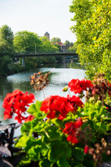 Fototapeta na wymiar bridge over river Ems in Rheine, Germany