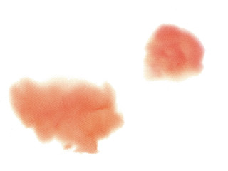 Hand painted abstract Watercolor Wet yellow and orange stains isolated on white background.
