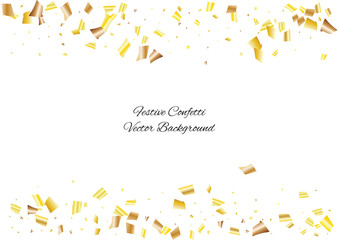 Festive glitter rectangle confetti background. Abstract frame confetti texture for holiday, postcard, poster, website, carnivals, birthday and children's parties. Cover confetti mock-up. Wedding card