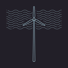 Wind turbine icon, vector illustration. Line design