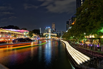 Long Exposure, Clarke Quay by Night, Singapore