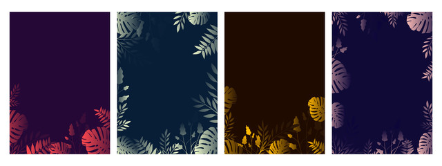 Collection of A4 poster template. Abstract tropical floral background. Monstera flower. Vector illustration