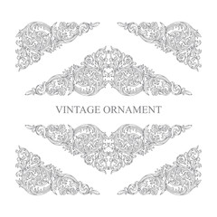 Floral ornaments set. Vintage baroque victorian ornaments. Hand drawn retro style floral scrolls illustration. Part of set.