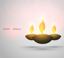 Happy Diwali. Traditional Indian Festival Background with Burning Lamps.Website header or banner design. Vector illustration.