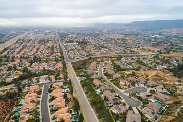 aerial photo of residential homes in california