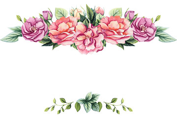 Frame with Watercolor Colorful Flowers