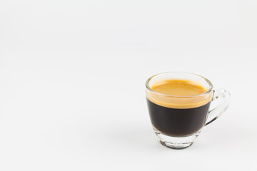 Cup of espresso coffee on white background.