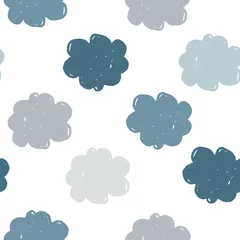 Foto op Canvas Simple clouds seamless pattern. Weather background. Texture for wallpaper, background, scrapbook. Vector illustration © smth.design