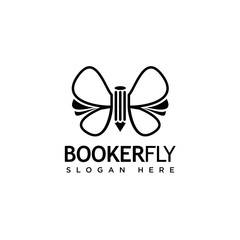 book and pen logo to be Butterfly vector