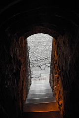 Old stairs tunnel in castle