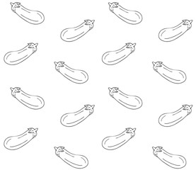 Vector seamless pattern of black hand drawn eggplant isolated on white background