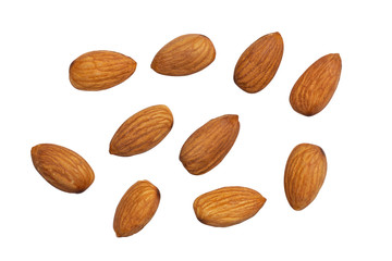 Almonds isolated on white background with clipping path
