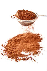 Cocoa powder isolated on a white background