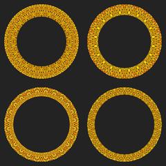 Set of 4 gravel mosaic round borders - vector design elements