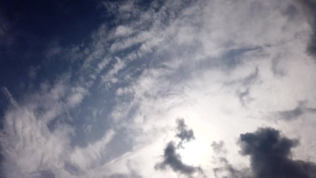 tropical cloudy sky with bright sunlight before dark storm coming wind flow on high scenary view timelapse   