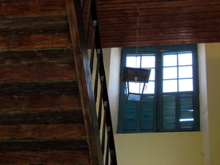 Wooden staircase inside Jesuit Monastery in Baturite, Ceara