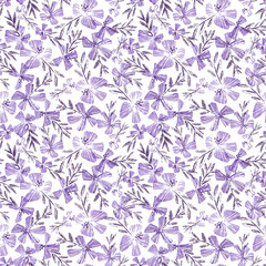 Vector grunge floral pattern with hand drawn sakura flowers. Seamless texture for web, print, wallpaper, home decor, spring summer fashion textile, fabric, packaging or invitation card background.