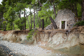 Stone place in ancient city of Phaselis Faselis . Historical landmark Faselis - city of ancient Lycia, Antalya Turkey