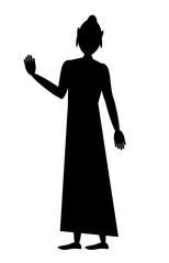 Standing Buddha with Abhaya Mudra on a white background