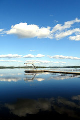 Bathing area at a Finnish lake in summer