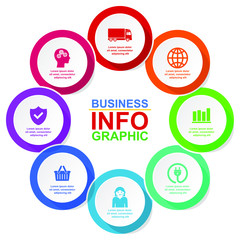 Infographic vector circle template for presentation, diagram, business concept with 8 options